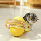 Interactive Cat Toy Sisal Rope Wooden Frame Teaser Ball Yellow — Image 2