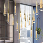 Modern LED Pendant Light Fixture Teardrop Gold Finish Adjustable Height — Image 7