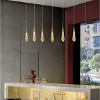 Modern LED Pendant Light Fixture Teardrop Gold Finish Adjustable Height — Image 8
