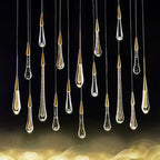Modern LED Pendant Light Fixture Teardrop Gold Finish Adjustable Height — Image 9