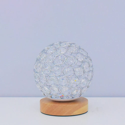 Crystal Globe Table Lamp with Wooden Base - Elegant Home Decor Lighting — Main Image