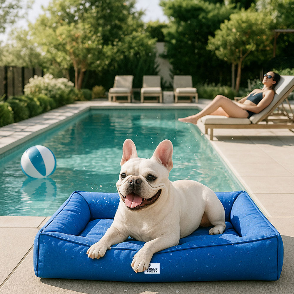 Funny Fuzzy Orthopedic Dog Bed Blue Waterproof Oxford Fabric Large — Image 11