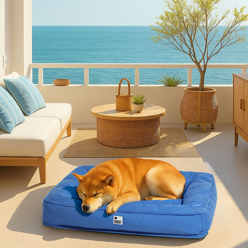 Funny Fuzzy Orthopedic Dog Bed Blue Waterproof Oxford Fabric Large — Image 14