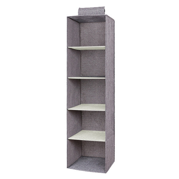 Hanging Closet Organizer with Shelves Durable Fabric Storage Solution Grey — Image 4
