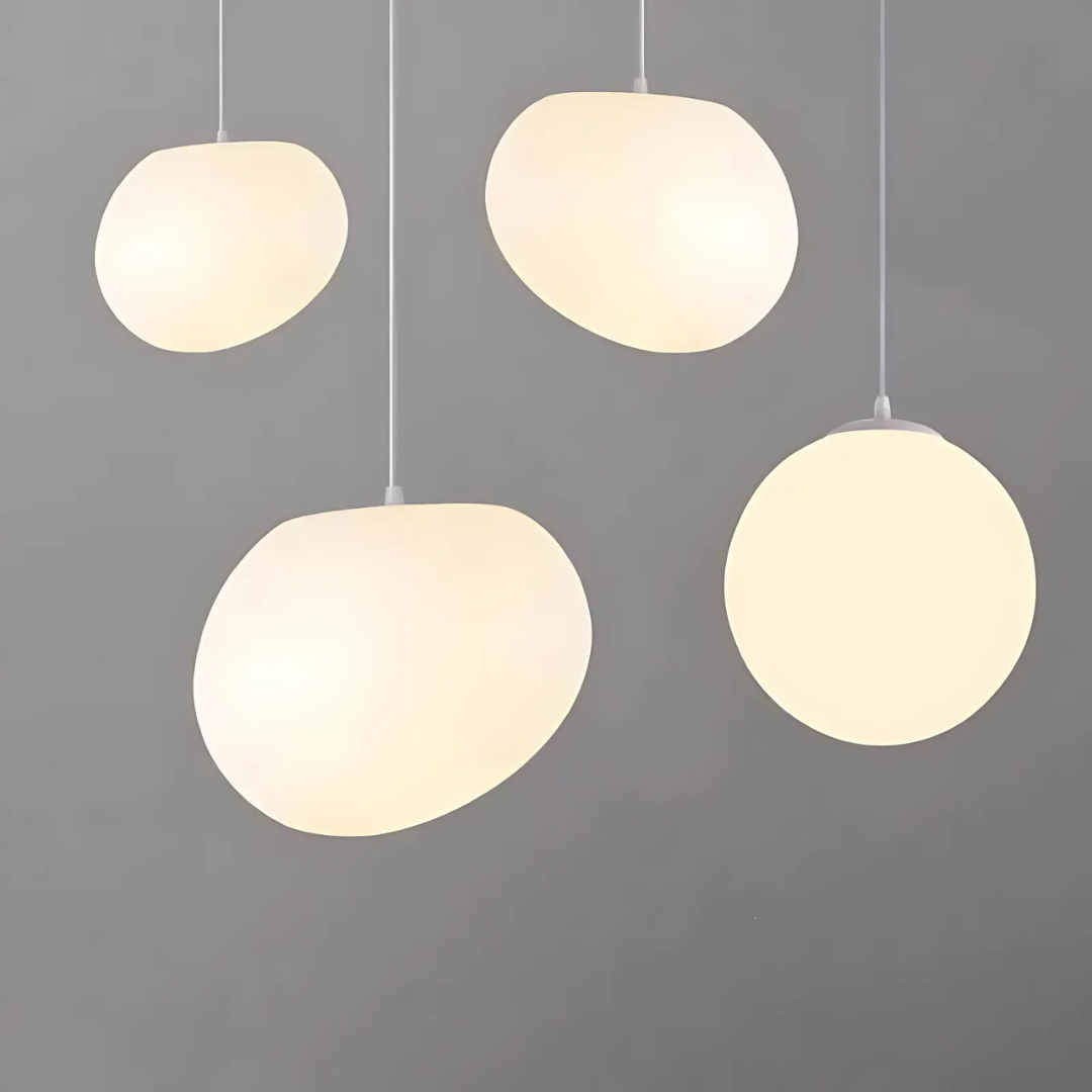 Modern Pendant Light Fixture - Adjustable Glass Shade, White, Multiple Sizes — Image 2