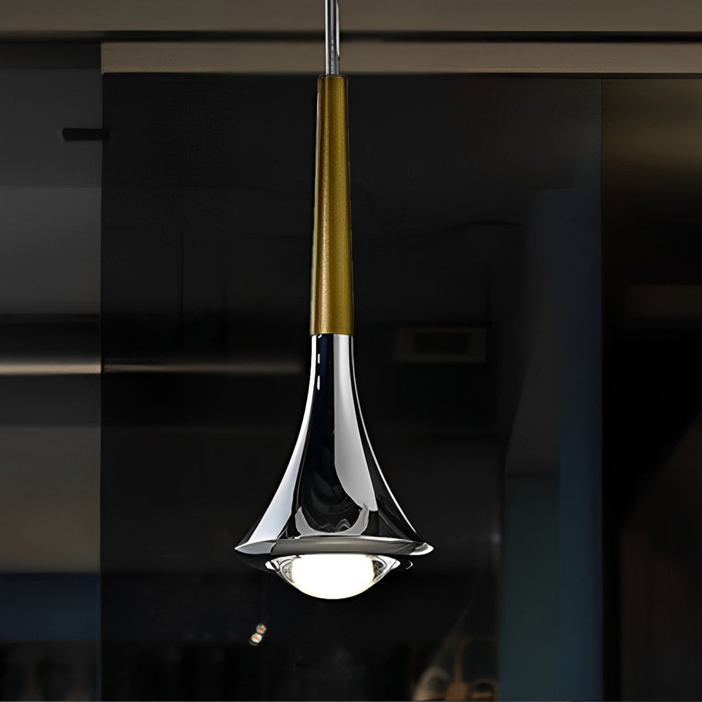 Modern Pendant Light Fixture Chrome Finish Adjustable Height LED Dining Room — Image 9