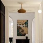Modern Glass Ceiling Pendant Light Brass Fixture Contemporary Design Amber — Image 4