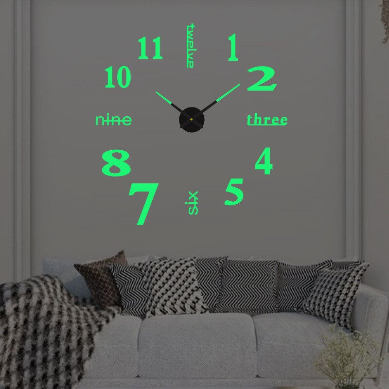 Modern DIY 3D Wall Clock Large Frameless Acrylic Mirror Surface Home Decor — Image 11