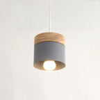 Scandinavian Pendant Light Wood Metal Cylinder Ceiling Fixture Multi-Color — Image 17