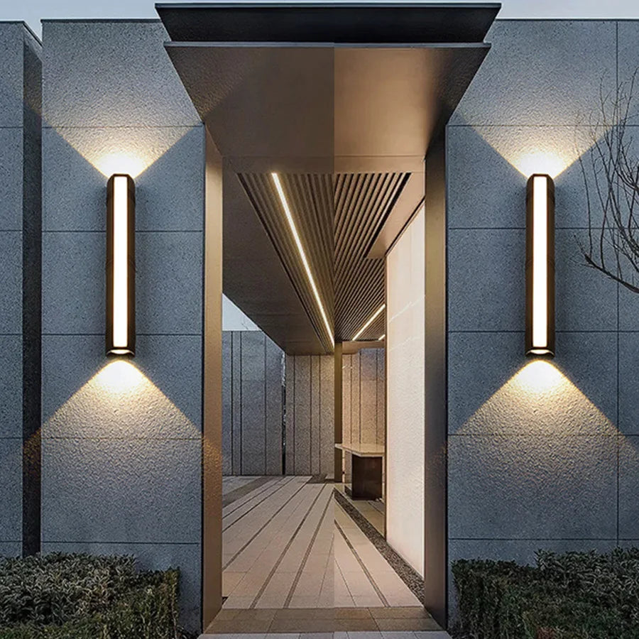 Modern LED Outdoor Wall Light Fixture Black Weatherproof Energy Efficient — Image 3