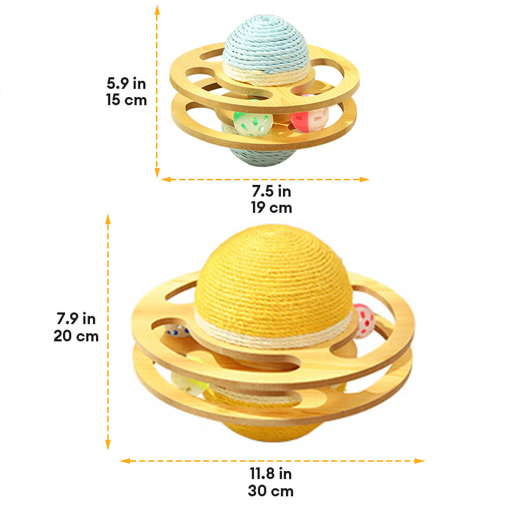 Interactive Cat Toy Sisal Rope Wooden Frame Teaser Ball Yellow — Image 9