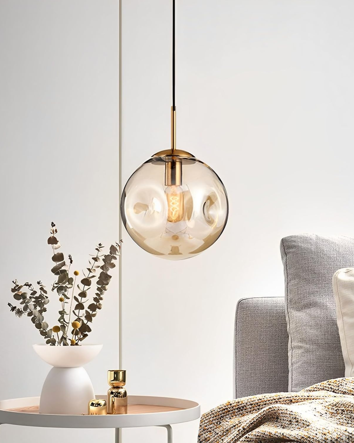Modern Glass Pendant Light Elegant Globe Design Multiple Colors for Dining Room Kitchen Living Space — Image 11