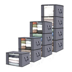 Fab Totes Foldable Storage Bags Large Capacity Organizer with Clear Window and Handles Gray Fabric — Image 11