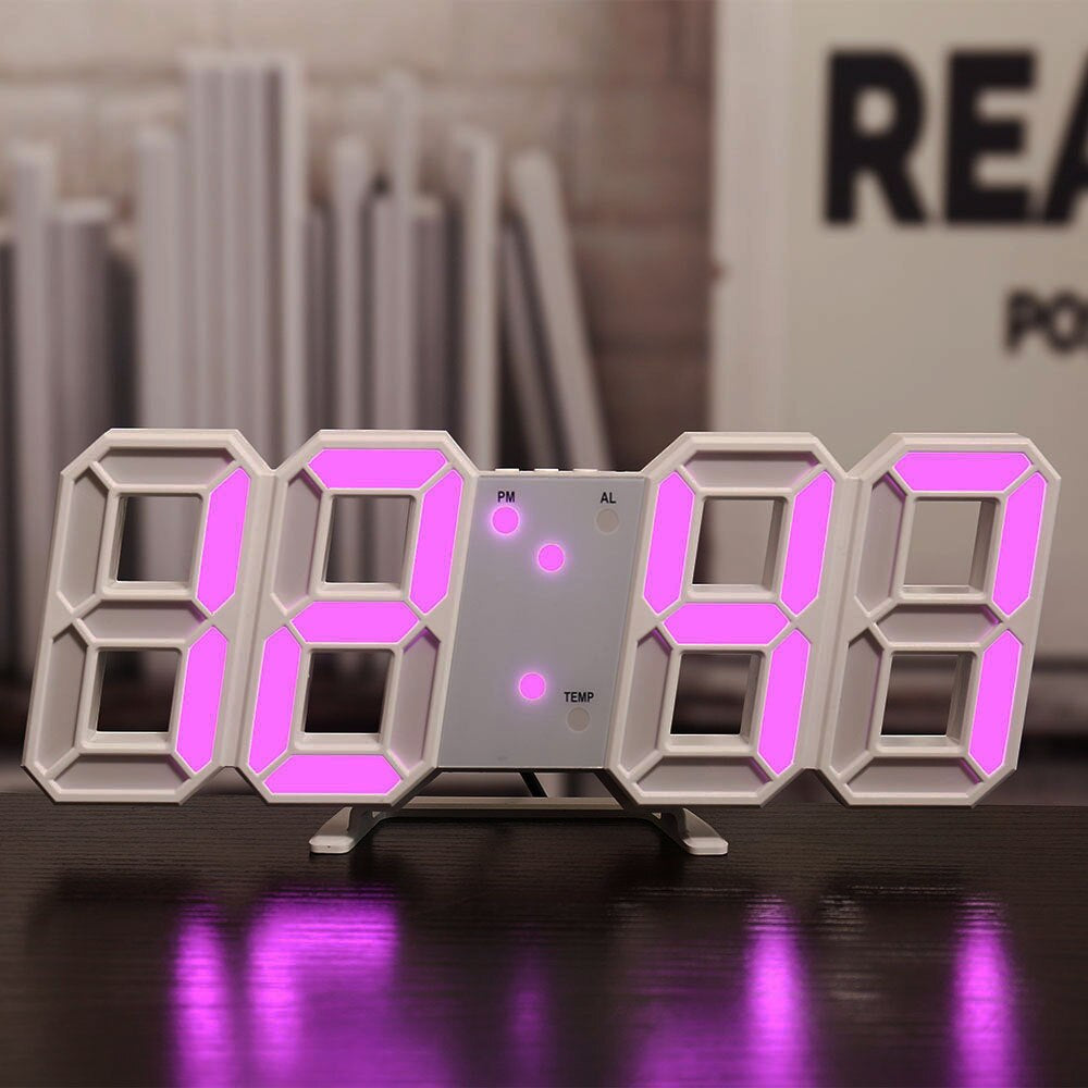 LED Digital Alarm Clock Wall Mountable Desk Clock with Temperature Display Adjustable Brightness — Image 7