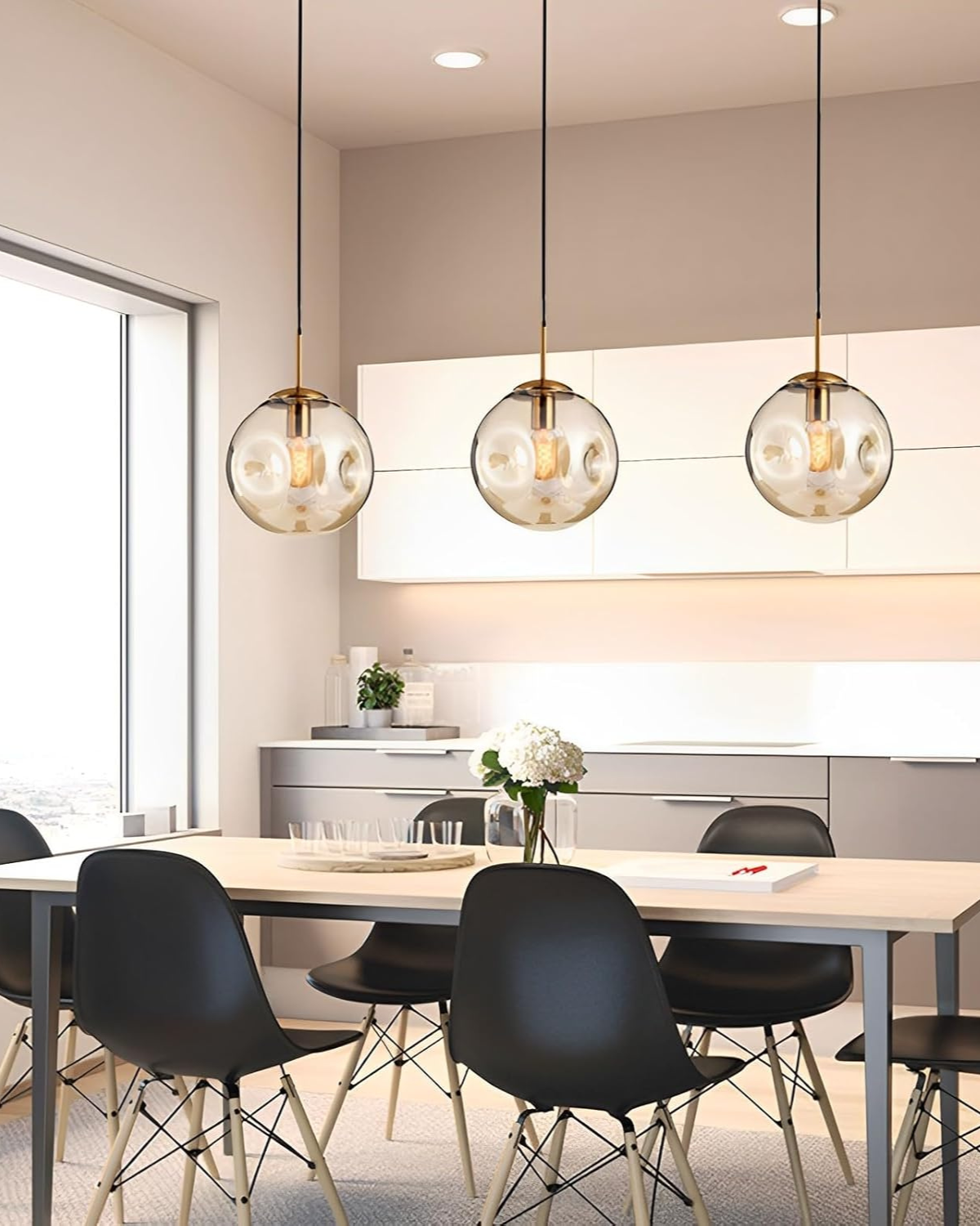 Modern Glass Pendant Light Elegant Globe Design Multiple Colors for Dining Room Kitchen Living Space — Image 20