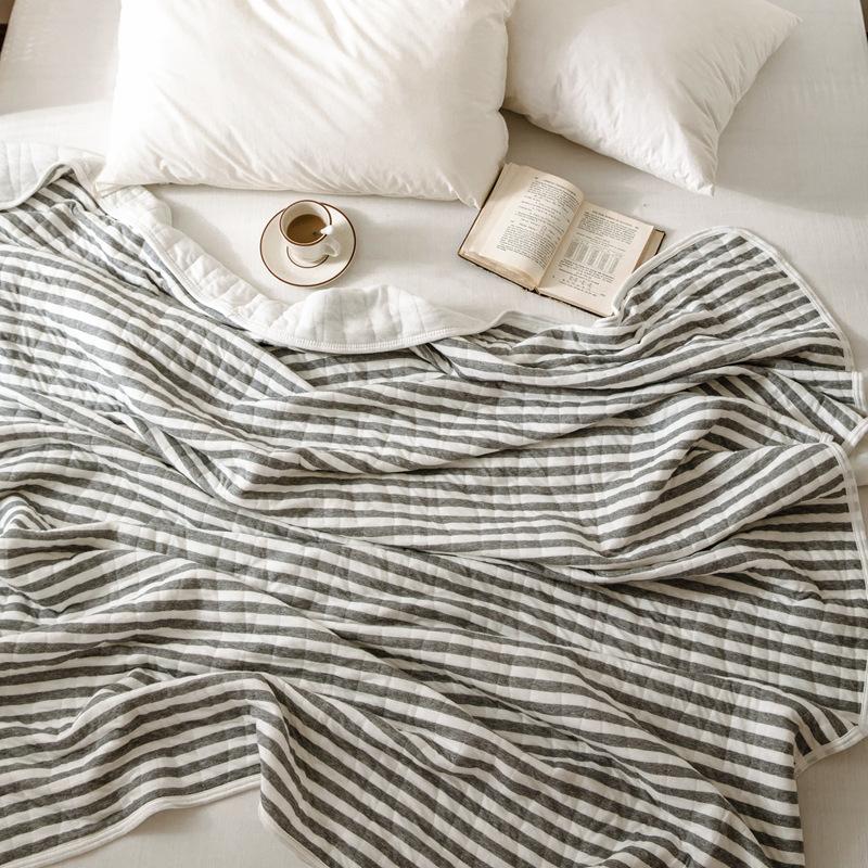 CozyHome Cotton Striped Reversible Blanket Yellow White Soft Lightweight — Image 19
