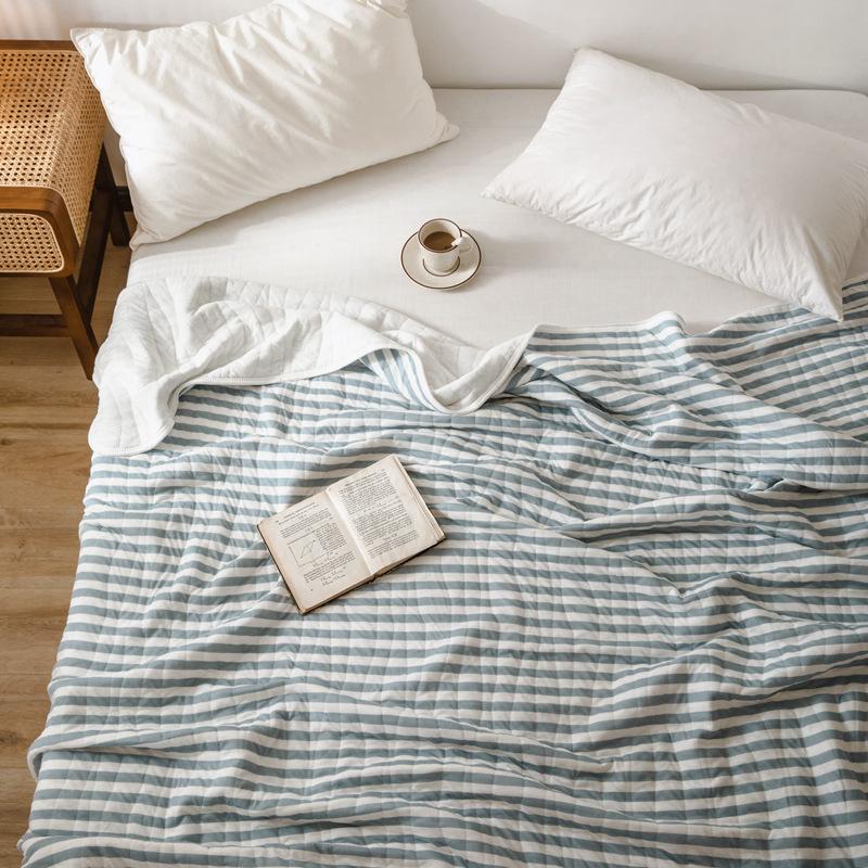 CozyHome Cotton Striped Reversible Blanket Yellow White Soft Lightweight — Image 15