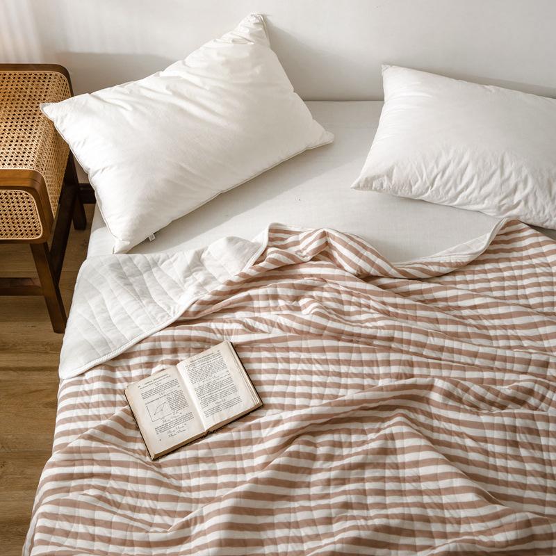 CozyHome Cotton Striped Reversible Blanket Yellow White Soft Lightweight — Image 17