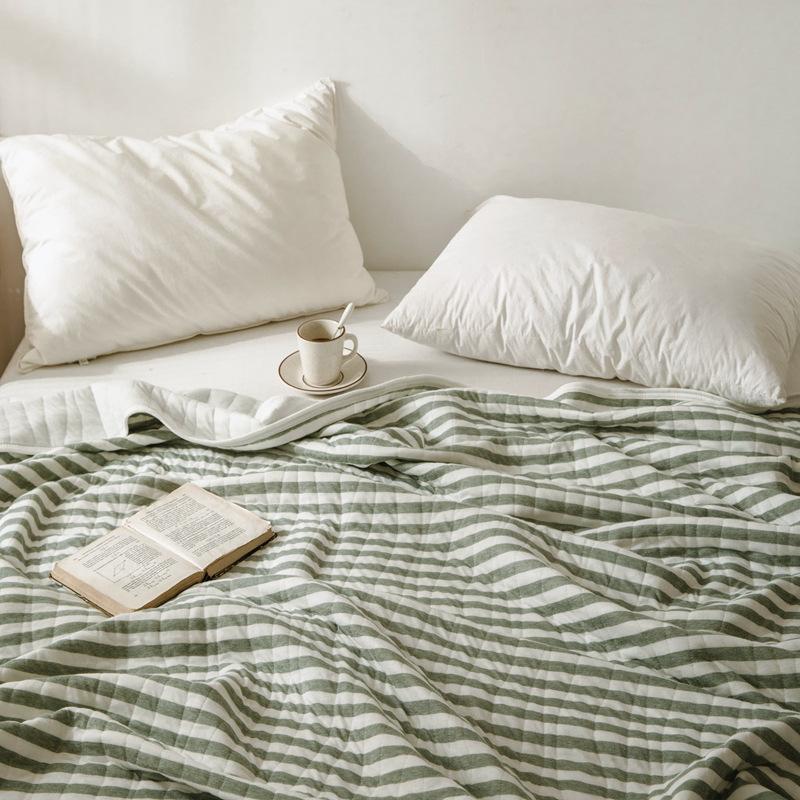 CozyHome Cotton Striped Reversible Blanket Yellow White Soft Lightweight — Image 16