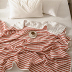 CozyHome Cotton Striped Reversible Blanket Yellow White Soft Lightweight — Image 14