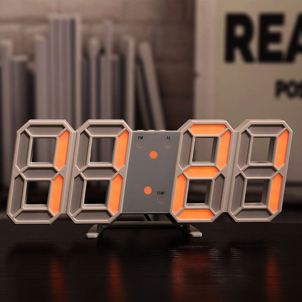 LED Digital Alarm Clock Wall Mountable Desk Clock with Temperature Display Adjustable Brightness — Image 6