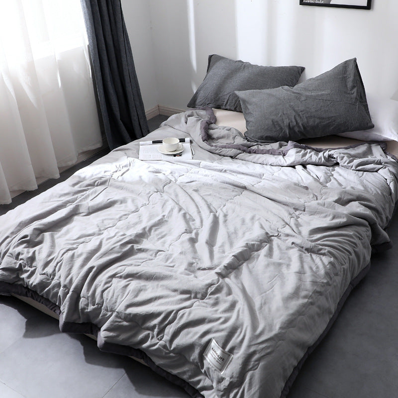 Cozy Reversible Cotton Comforter - Yellow & Gray, Queen Size, Soft & Warm — Image 3