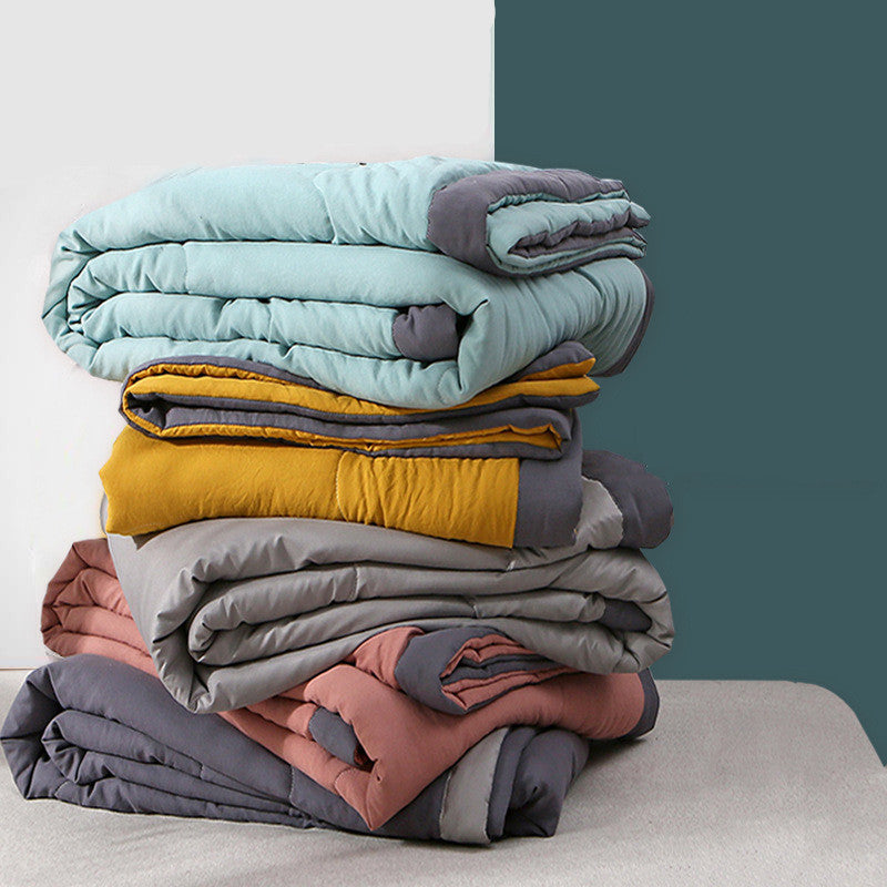 Cozy Reversible Cotton Comforter - Yellow & Gray, Queen Size, Soft & Warm — Image 2