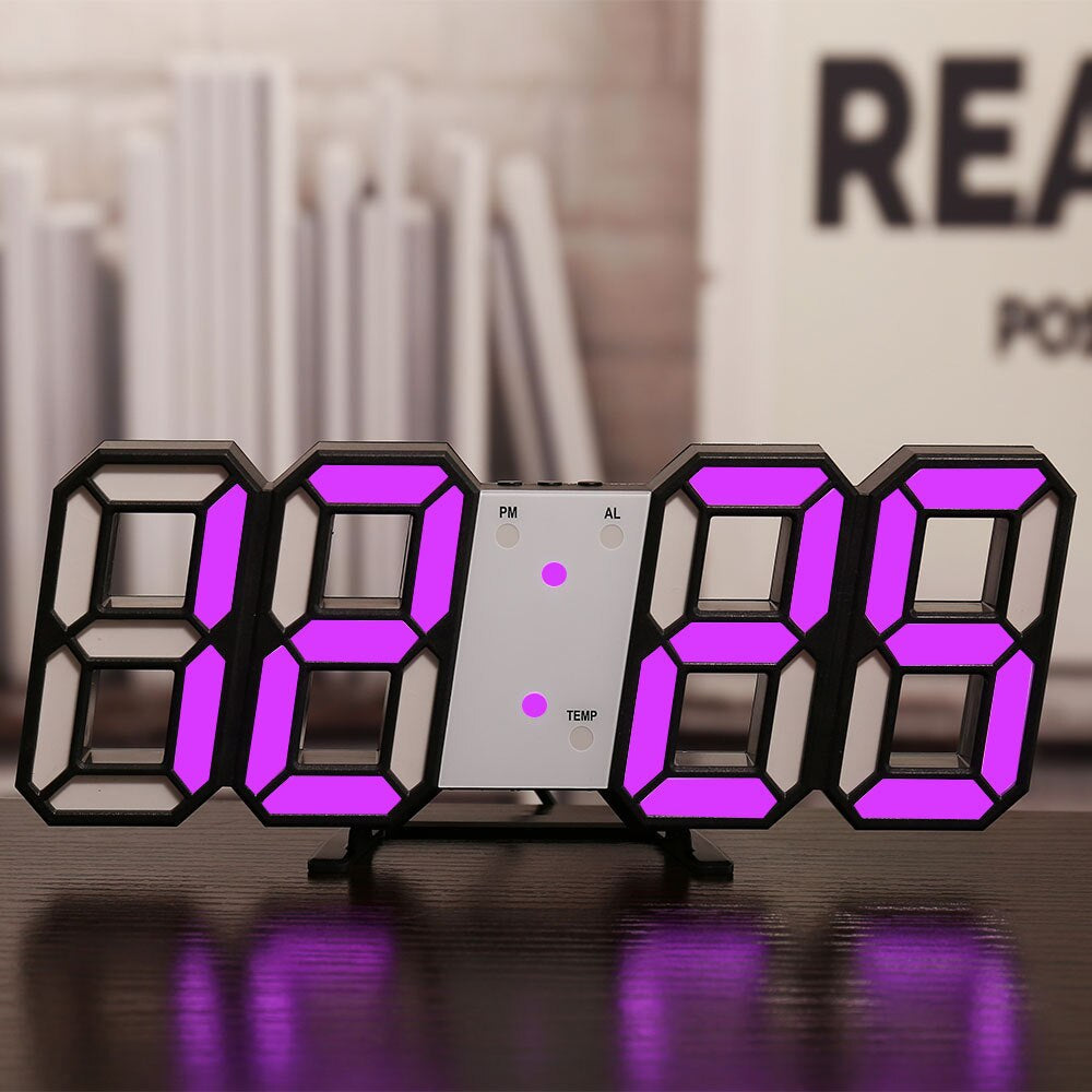 LED Digital Alarm Clock Wall Mountable Desk Clock with Temperature Display Adjustable Brightness — Image 11