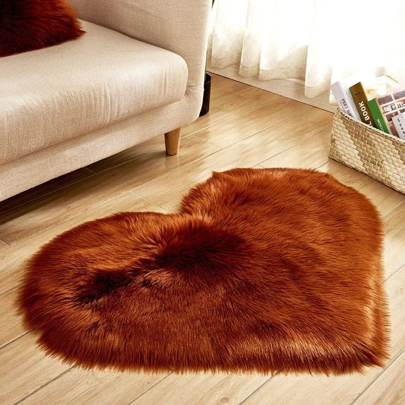 Heart Shaped Faux Fur Area Rug Soft Plush Decorative Accent Carpet — Image 11