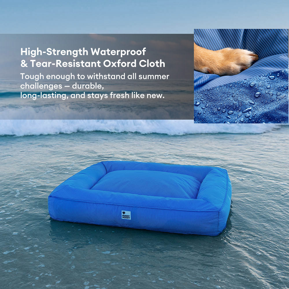 Funny Fuzzy Orthopedic Dog Bed Blue Waterproof Oxford Fabric Large — Image 4