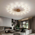 Modern Sputnik LED Ceiling Light Fixture Metal Starburst Chandelier Black Gold — Image 3
