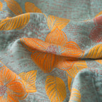 Floral Quilt Set Cotton Reversible Bedding Blue Orange Full/Queen — Image 6