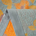 Floral Quilt Set Cotton Reversible Bedding Blue Orange Full/Queen — Image 5