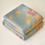 Floral Quilt Set Cotton Reversible Bedding Blue Orange Full/Queen — Image 8