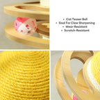Interactive Cat Toy Sisal Rope Wooden Frame Teaser Ball Yellow — Image 6