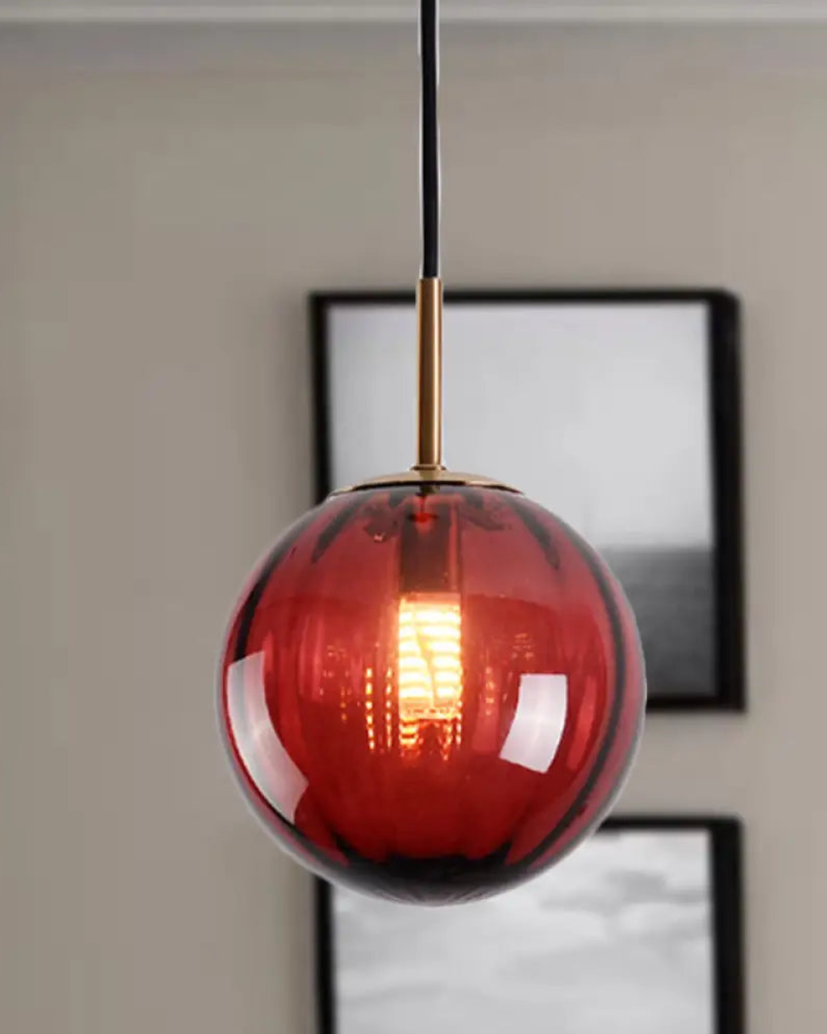 Modern Glass Pendant Light Elegant Globe Design Multiple Colors for Dining Room Kitchen Living Space — Image 10