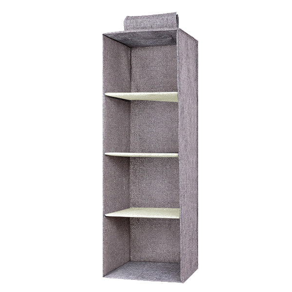 Hanging Closet Organizer with Shelves Durable Fabric Storage Solution Grey — Image 3