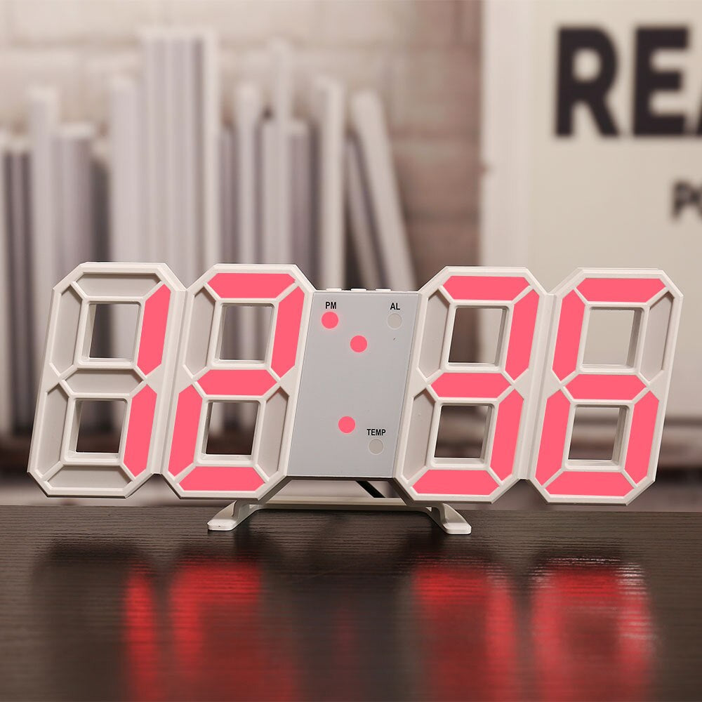LED Digital Alarm Clock Wall Mountable Desk Clock with Temperature Display Adjustable Brightness — Image 8