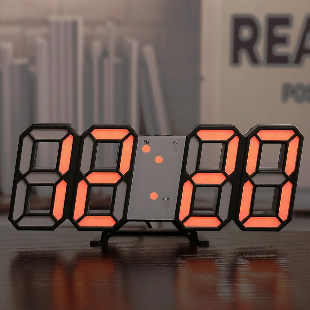 LED Digital Alarm Clock Wall Mountable Desk Clock with Temperature Display Adjustable Brightness — Image 14
