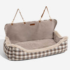 Luxury Pet Car Seat Cover Plush Lining Waterproof Travel Bed Adjustable Safety Straps Anti-Slip Bottom Plaid — Image 10
