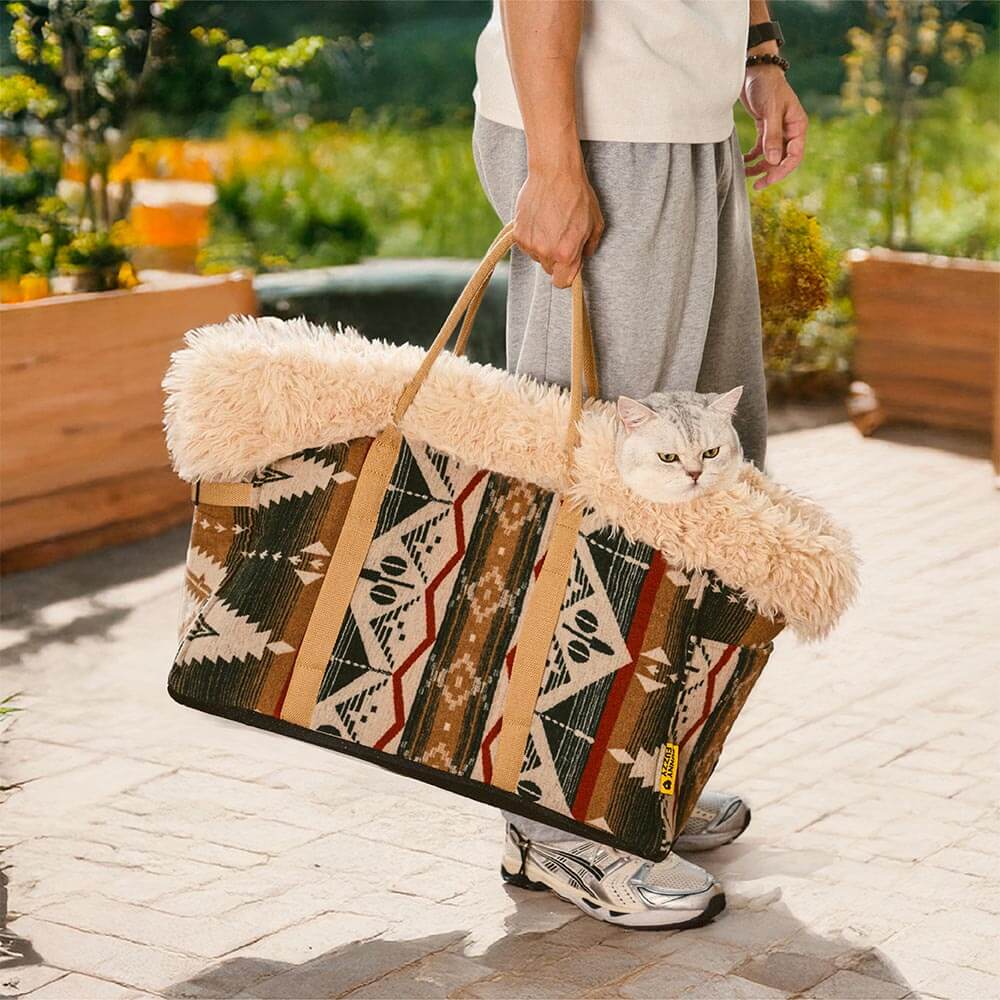 Pet Carrier Bag Plush Interior Multi-Size Portable Travel Tote for Dogs Cats Durable Fabric — Image 4