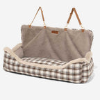 Luxury Pet Car Seat Cover Plush Lining Waterproof Travel Bed Adjustable Safety Straps Anti-Slip Bottom Plaid — Image 11