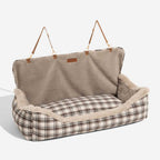 Luxury Pet Car Seat Cover Plush Lining Waterproof Travel Bed Adjustable Safety Straps Anti-Slip Bottom Plaid — Image 12