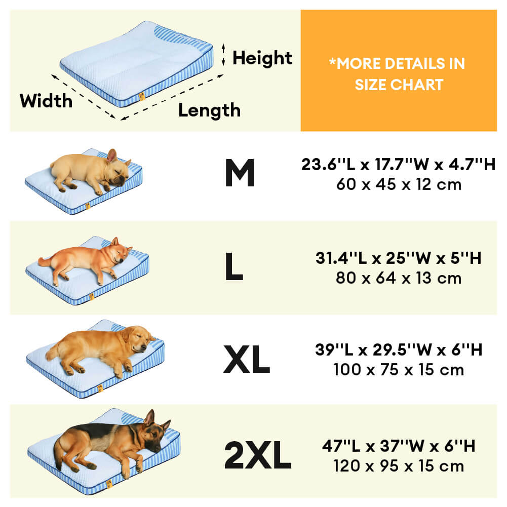 FUNNYFUZZY Orthopedic Dog Bed Blue Gel Memory Foam Washable Cover Large Size Pet Mattress — Image 7
