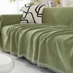 Elegant Herringbone Sofa Throw Blanket Cotton Blend Tassel Fringe Blue Living Room Decor — Image 18