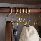 Premium S-Shaped Metal Hooks Gold Heavy-Duty Closet Organizer for Belts Bags Accessories — Main Image