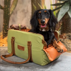 Funny Fuzzy Pet Travel Carrier Faux Leather Plush Pillow Green Dog Car Seat — Image 12