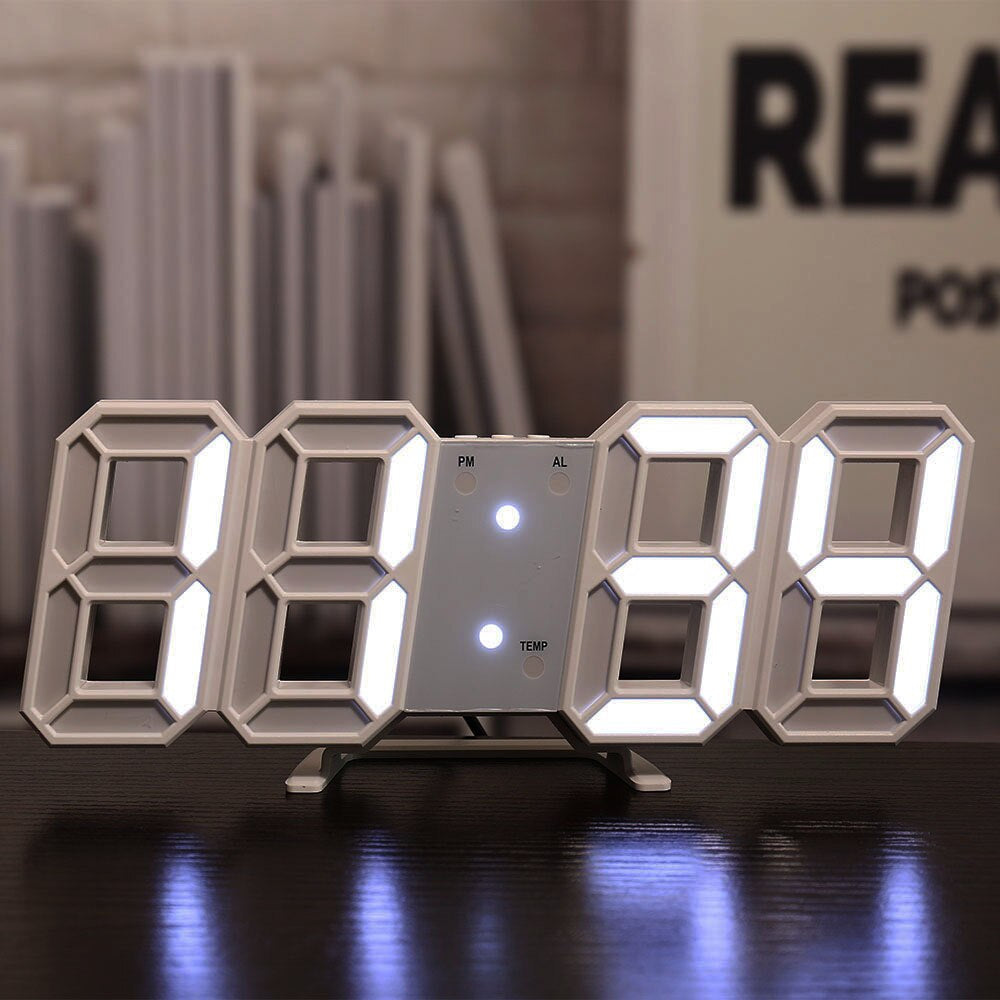 LED Digital Alarm Clock Wall Mountable Desk Clock with Temperature Display Adjustable Brightness — Main Image