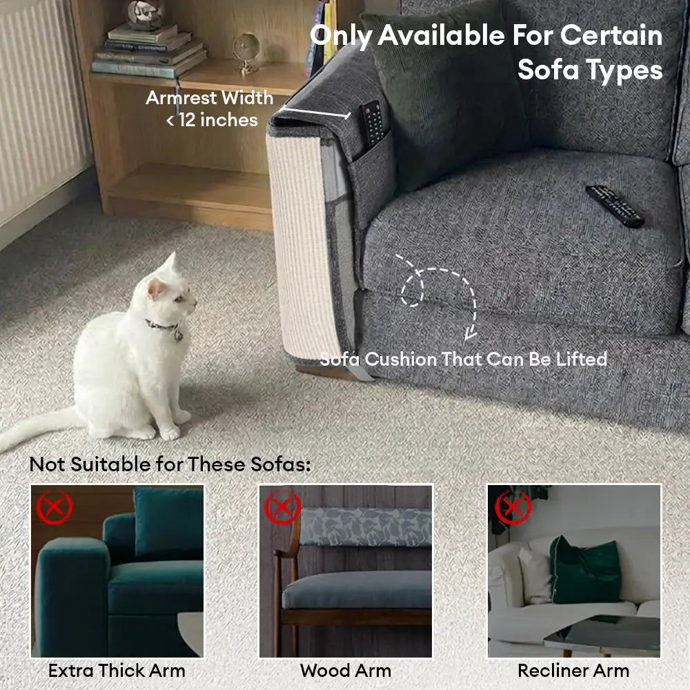 Cat Sofa Protector Durable Sisal Scratch Mat Beige for Armrest Protection — Image 6