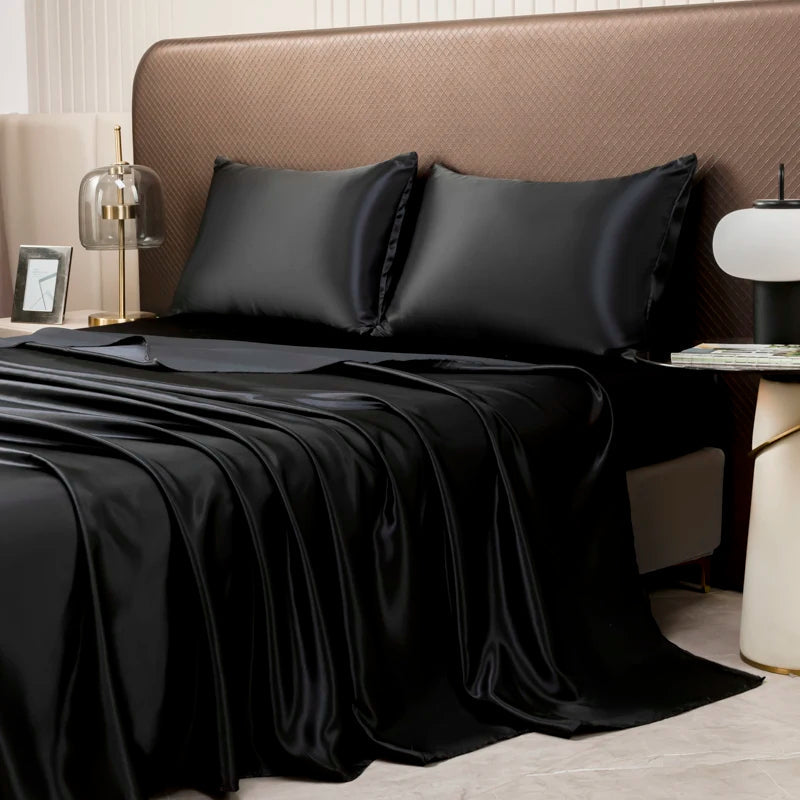 Premium Satin Bed Sheet Set Gold Queen Size Silky Soft Wrinkle-Resistant — Image 9